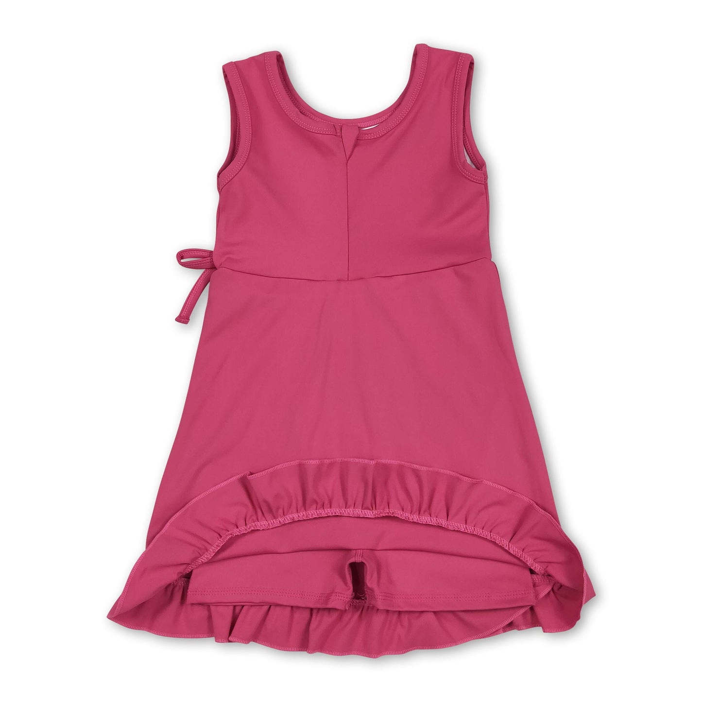 Sleeveless hot pink bow ruffle kids girls summer athletic dress