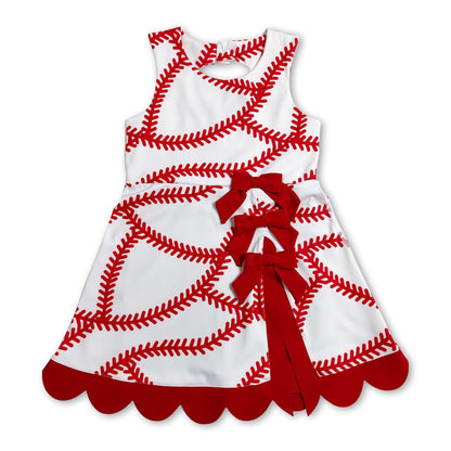 Sleeveless red scallop baseball kids girls athletic dress