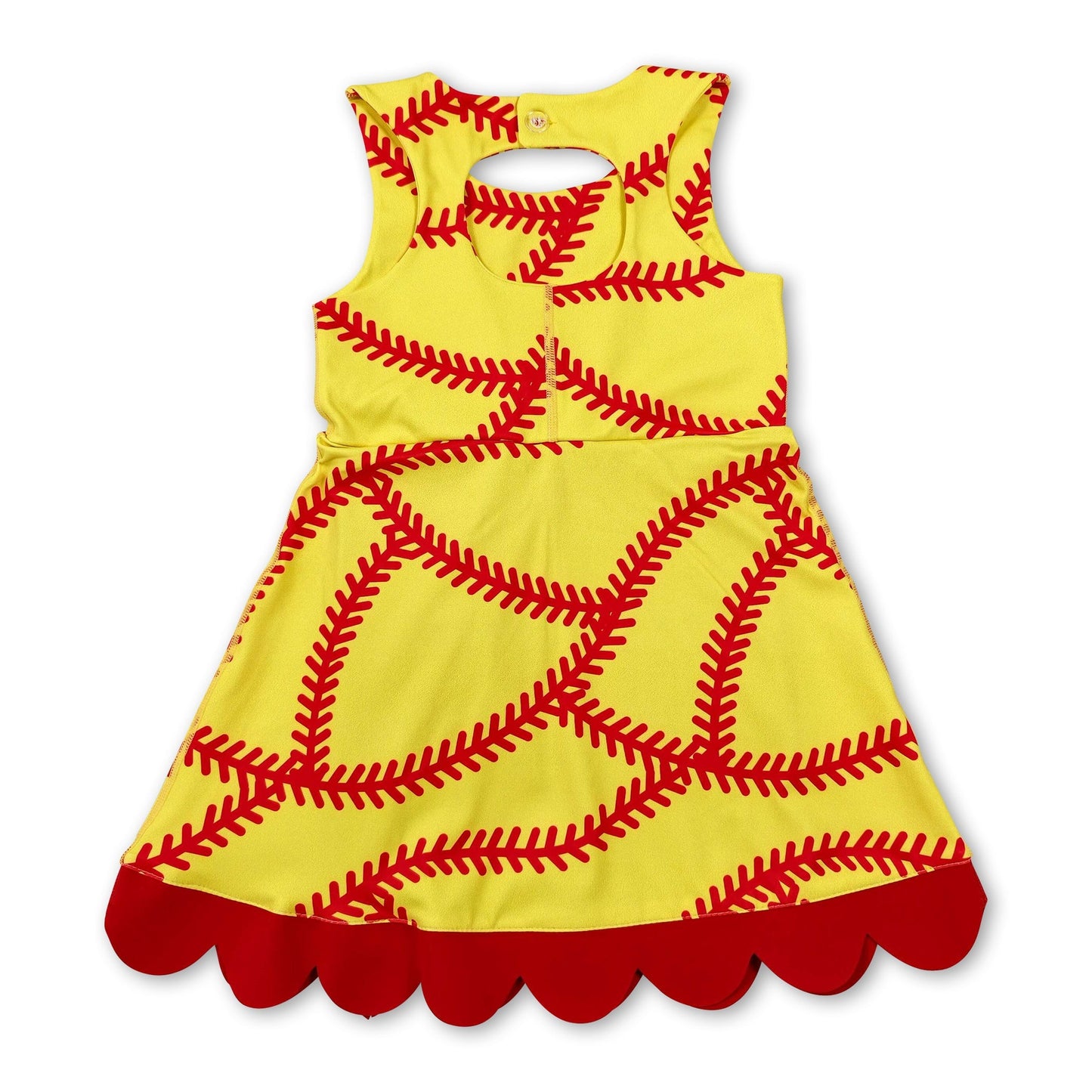 Sleeveless softball bow scallop girls athletic dresses