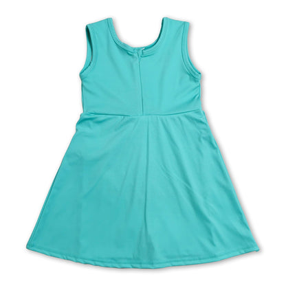 Solid sleeveless bow kids girls athletic dresses