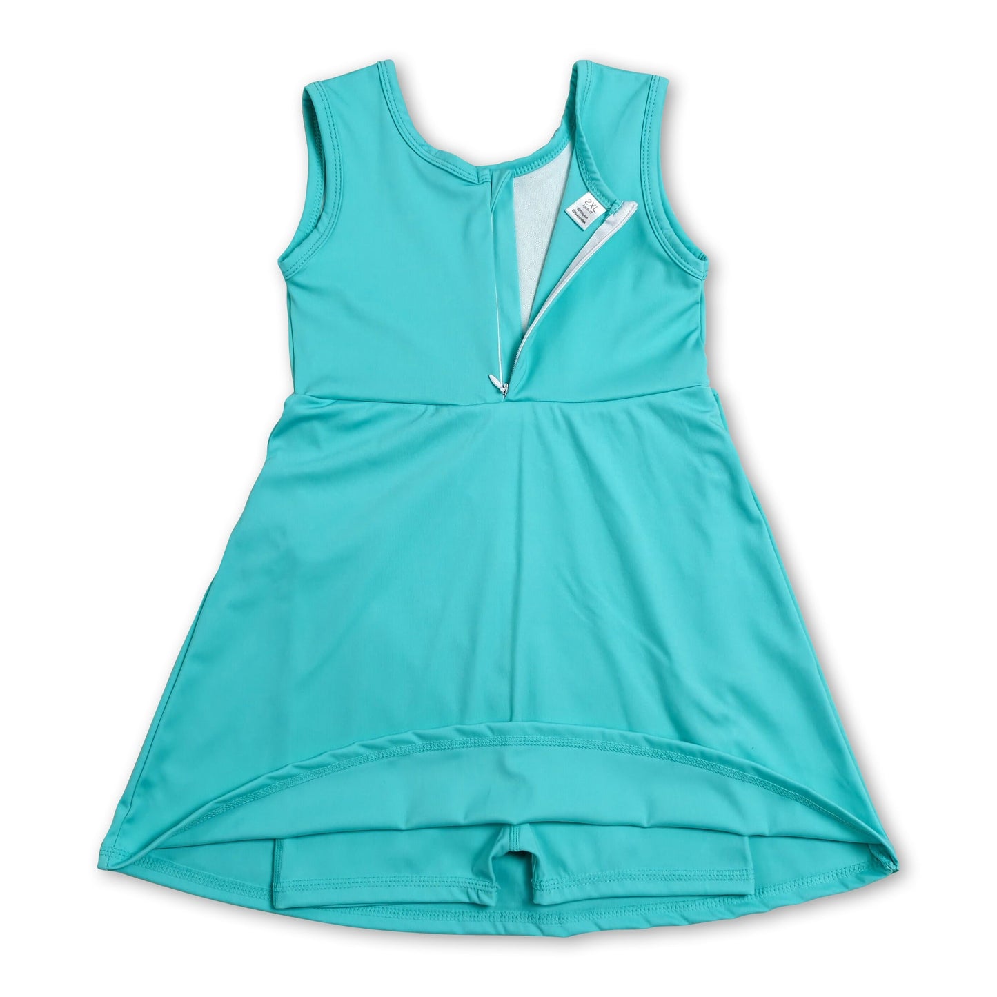 Solid sleeveless bow kids girls athletic dresses