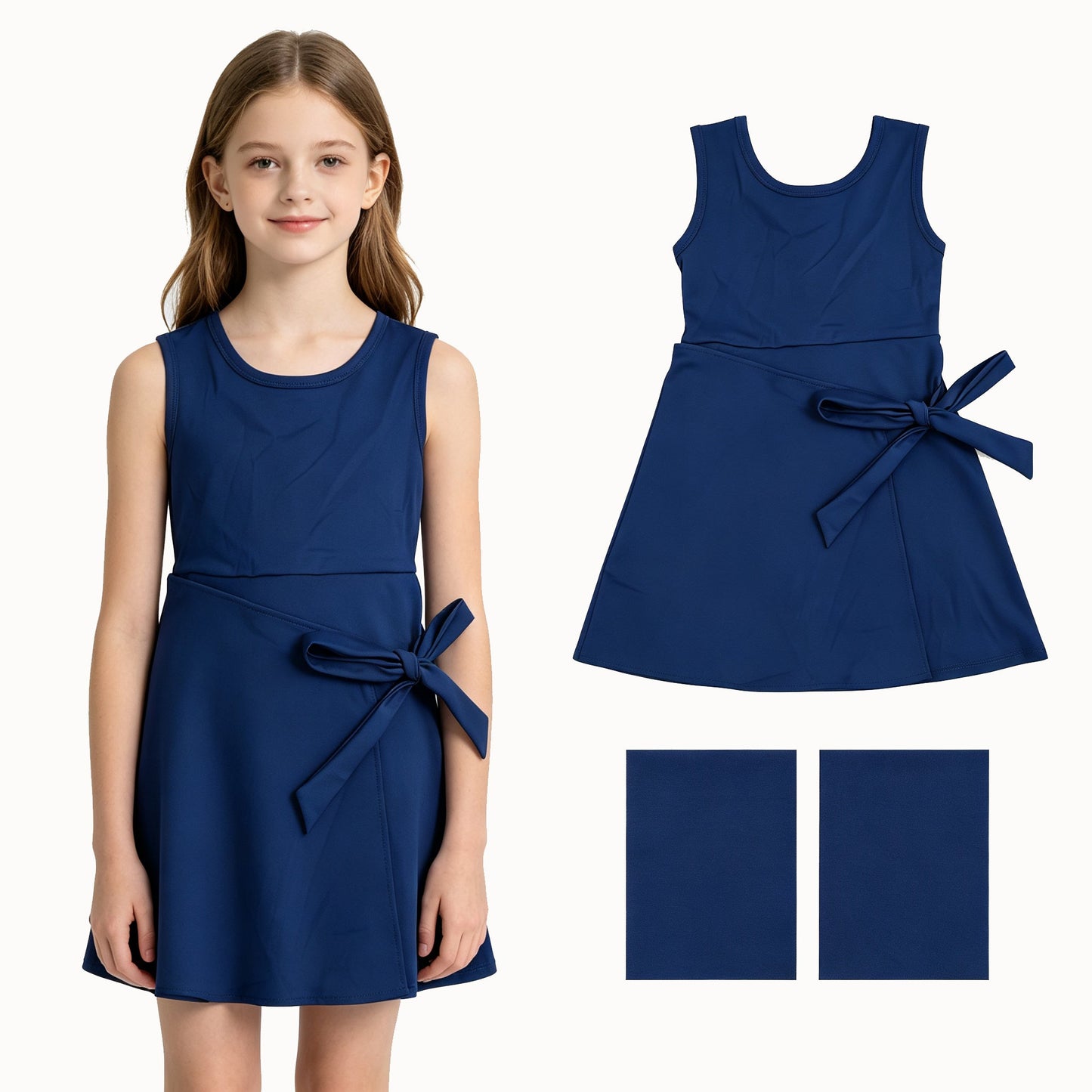 Sleeveless navy kids girls summer athletic dresses