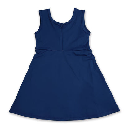 Sleeveless navy kids girls summer athletic dresses