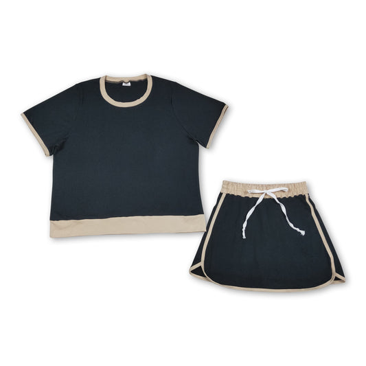 Black cotton top skirt adult women outfits