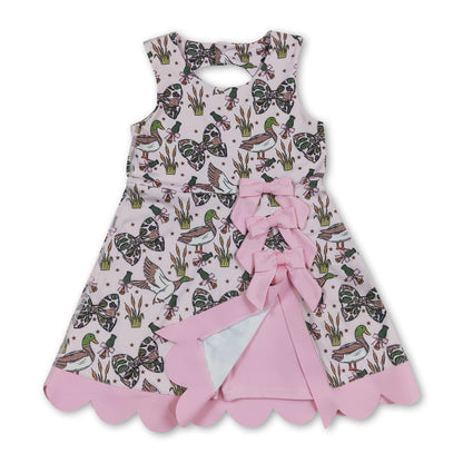 Sleeveless camo bow duck scallop kids girls athletic dress