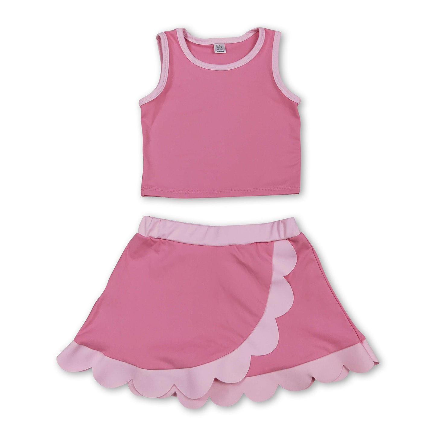 Light pink scallop princess girls summer active wear set
