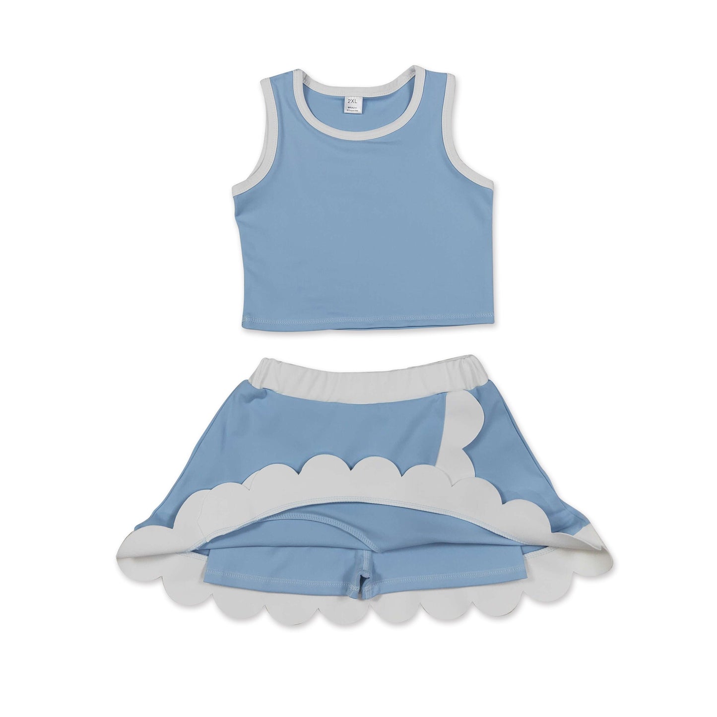 Light blue scallop princess girls summer active wear set
