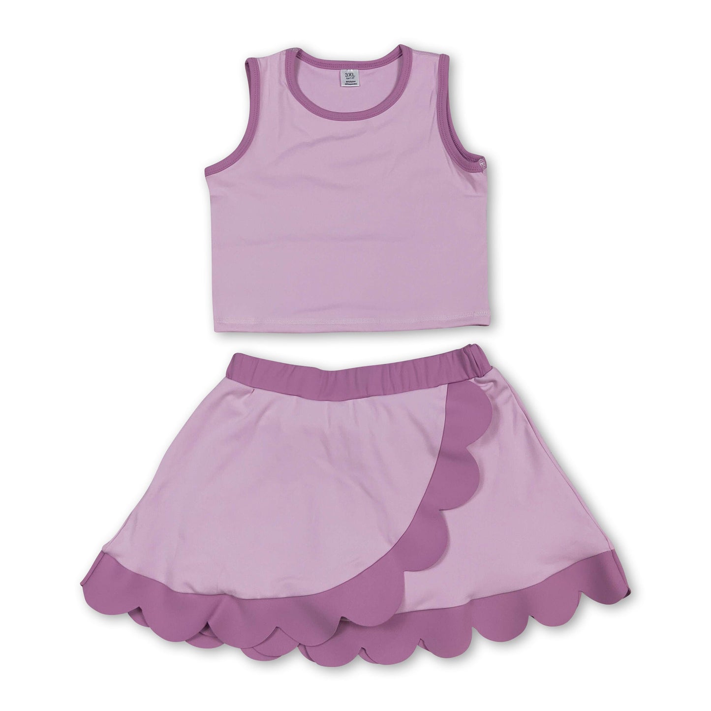 Pink scallop princess girls summer active wear set