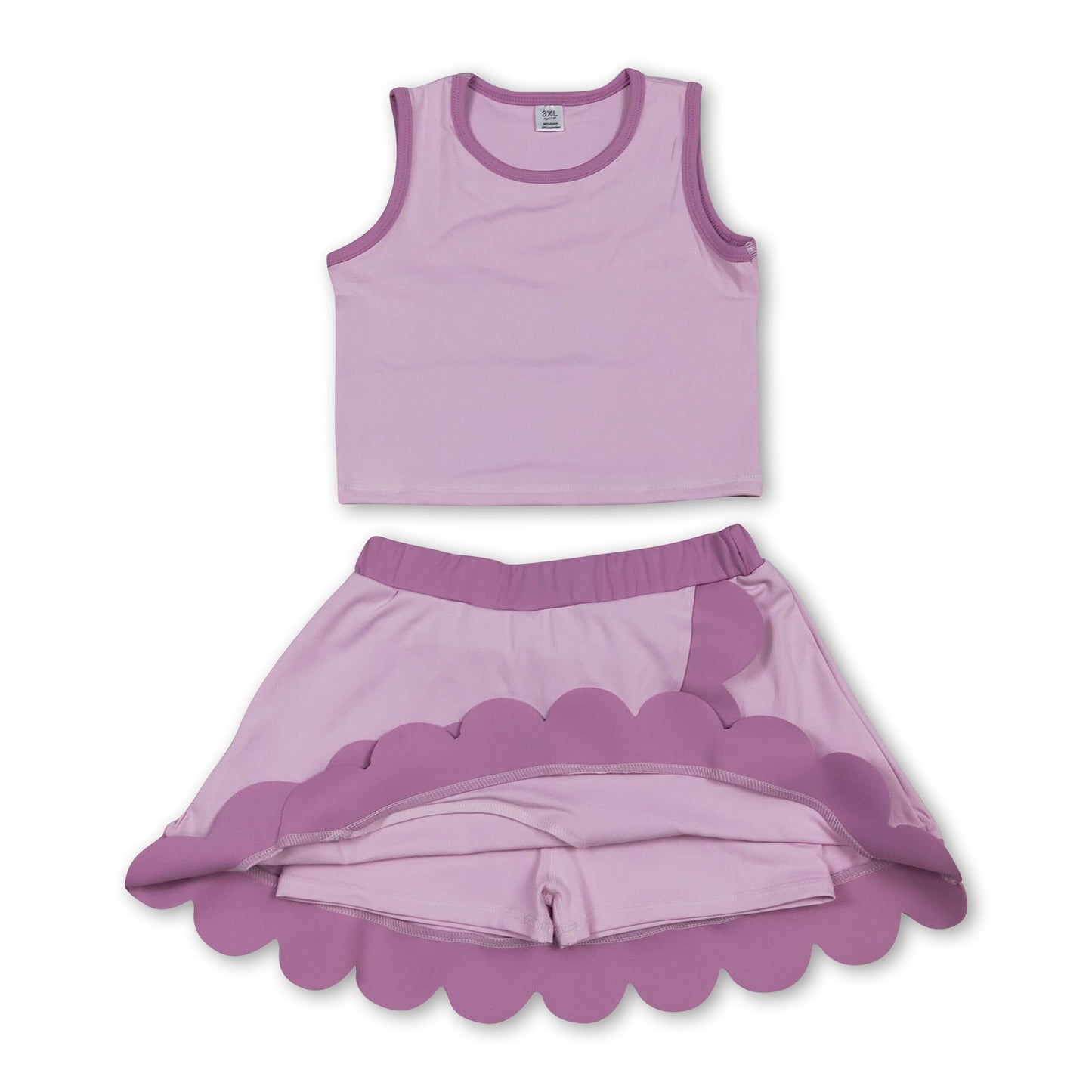 Pink scallop princess girls summer active wear set