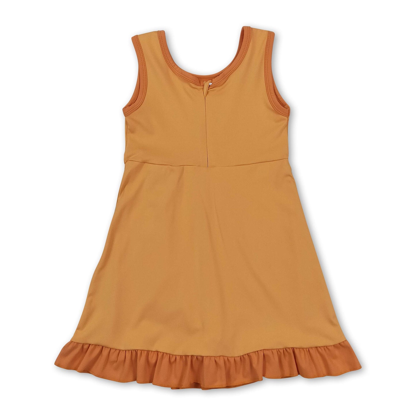 Sleeveless yellow dog scallop kids girls athletic dress