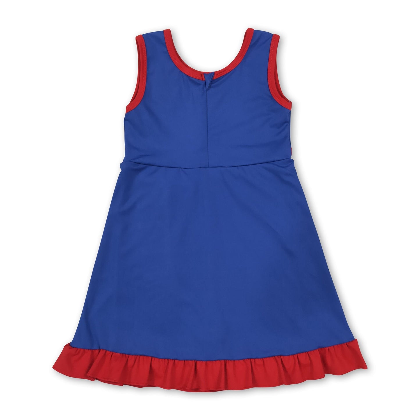 Sleeveless blue red scallop team kids girls athletic dress