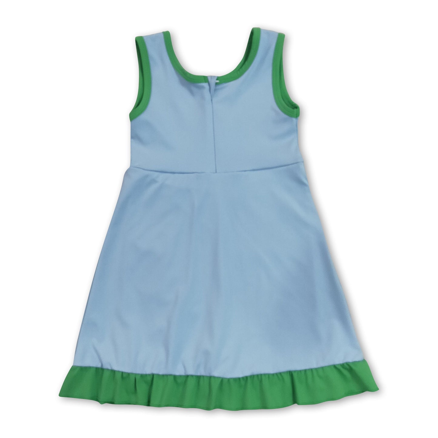 Sleeveless light blue green ruffle girls athletic dress