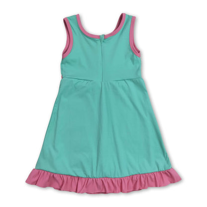 Sleeveless mint pink scallop girls athletic dress