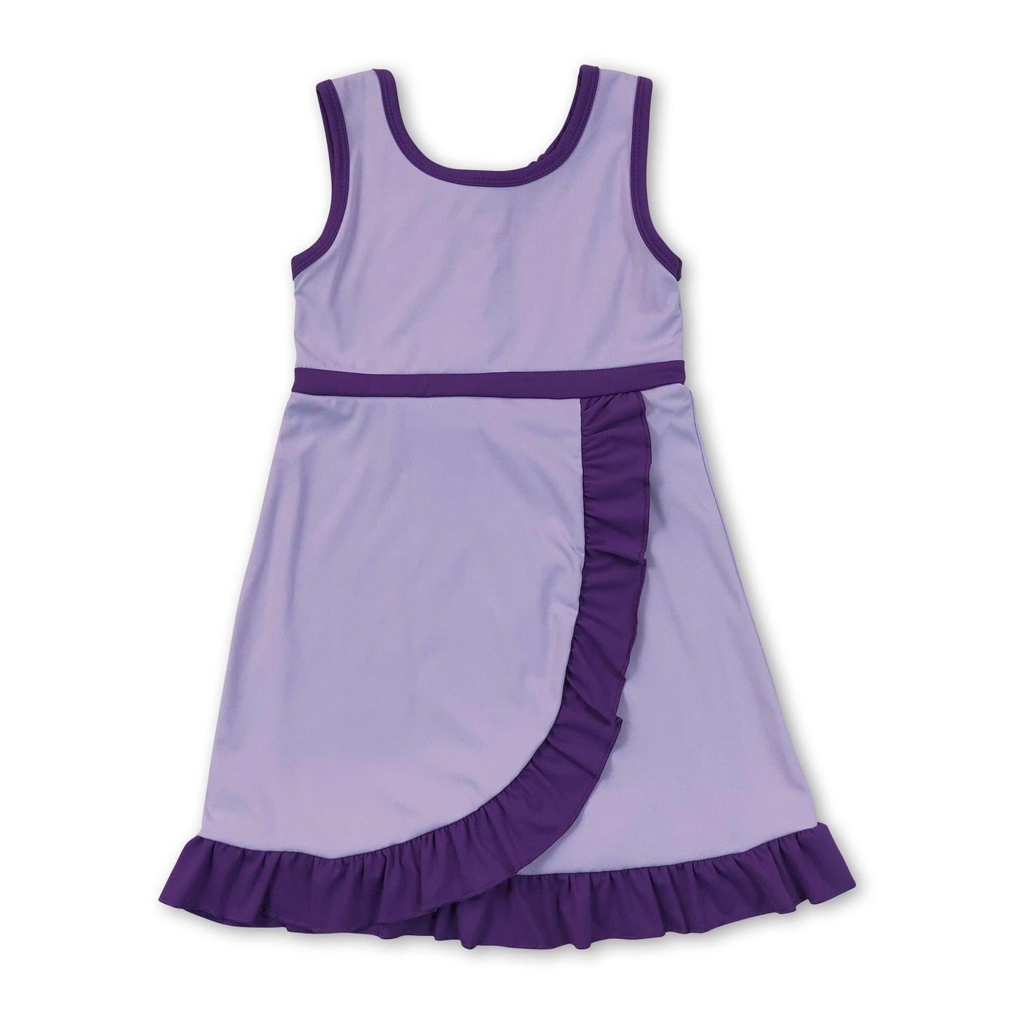 Sleeveless lavender purple ruffle girls athletic dress