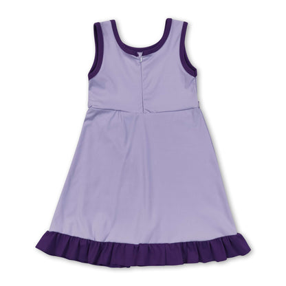 Sleeveless lavender purple ruffle girls athletic dress