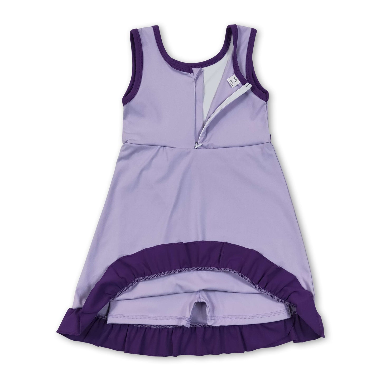 Sleeveless lavender purple ruffle girls athletic dress