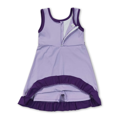 Sleeveless lavender purple ruffle girls athletic dress