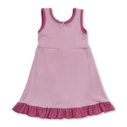 Sleeveless hot pink ruffle girls athletic dresses