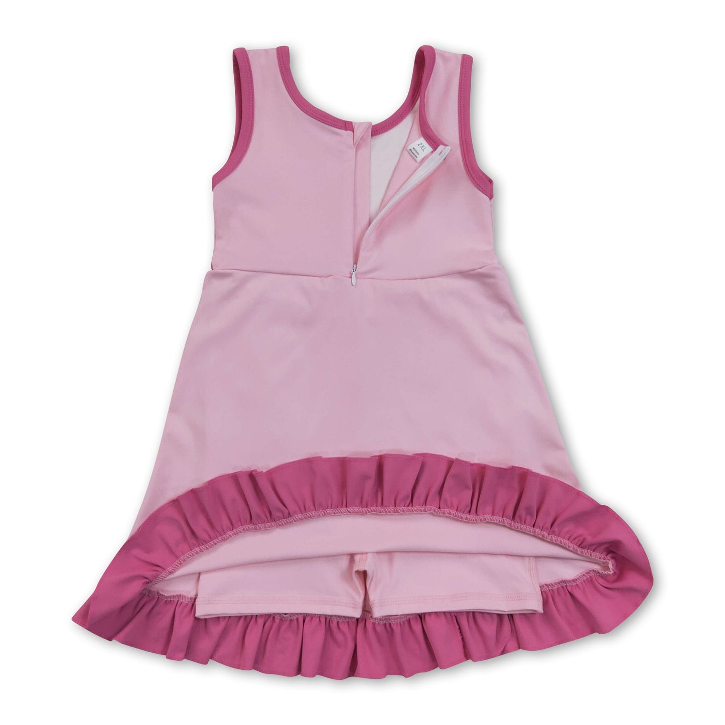Sleeveless hot pink ruffle girls athletic dresses