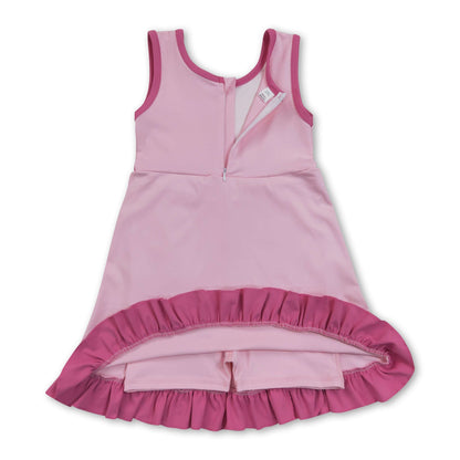 Sleeveless hot pink ruffle girls athletic dresses