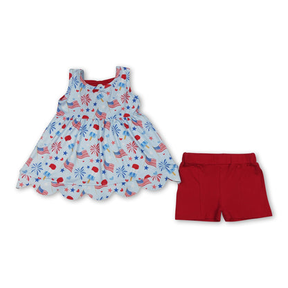 Popsicle flag scallop tunic shorts girls 4th of july outfits