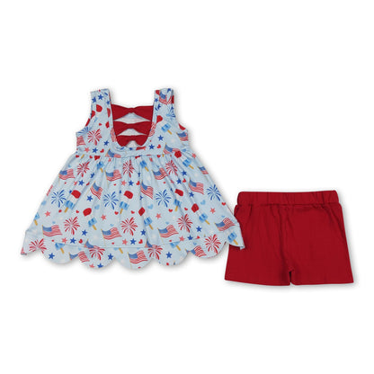 Popsicle flag scallop tunic shorts girls 4th of july outfits