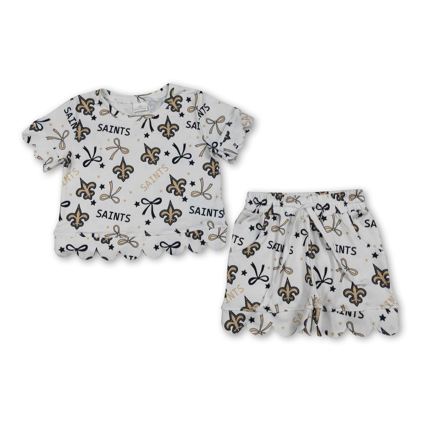 Short sleeves scallop anchor bow girls team outfits