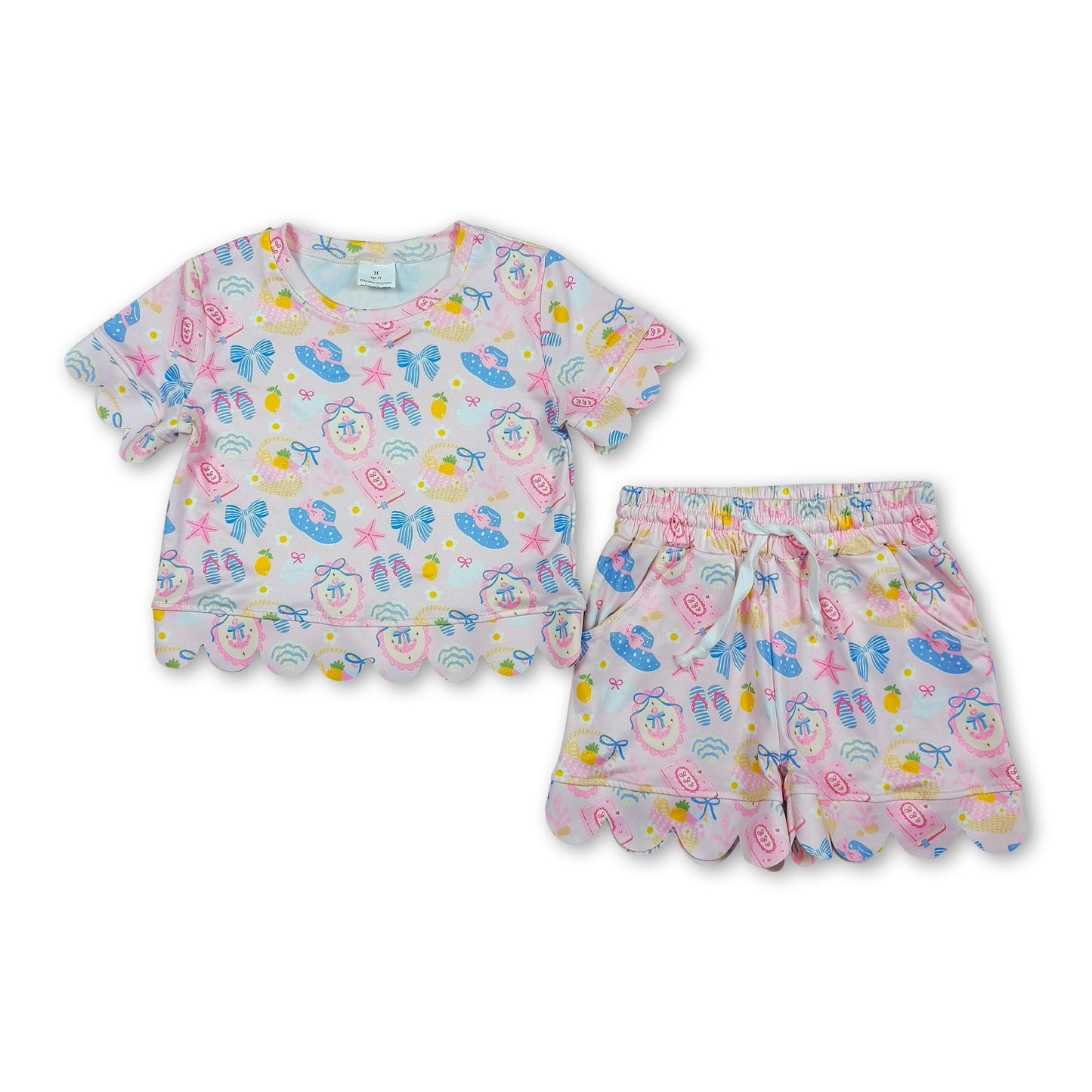Anchor bow starfish scallop kids girls summer outfits