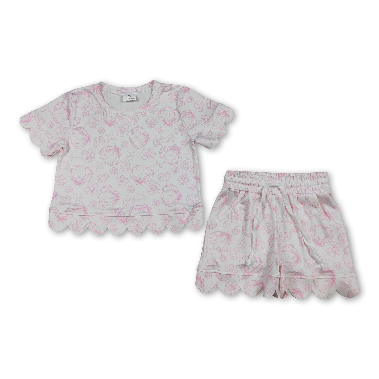 Short sleeves scallop shell starfish girls summer outfits