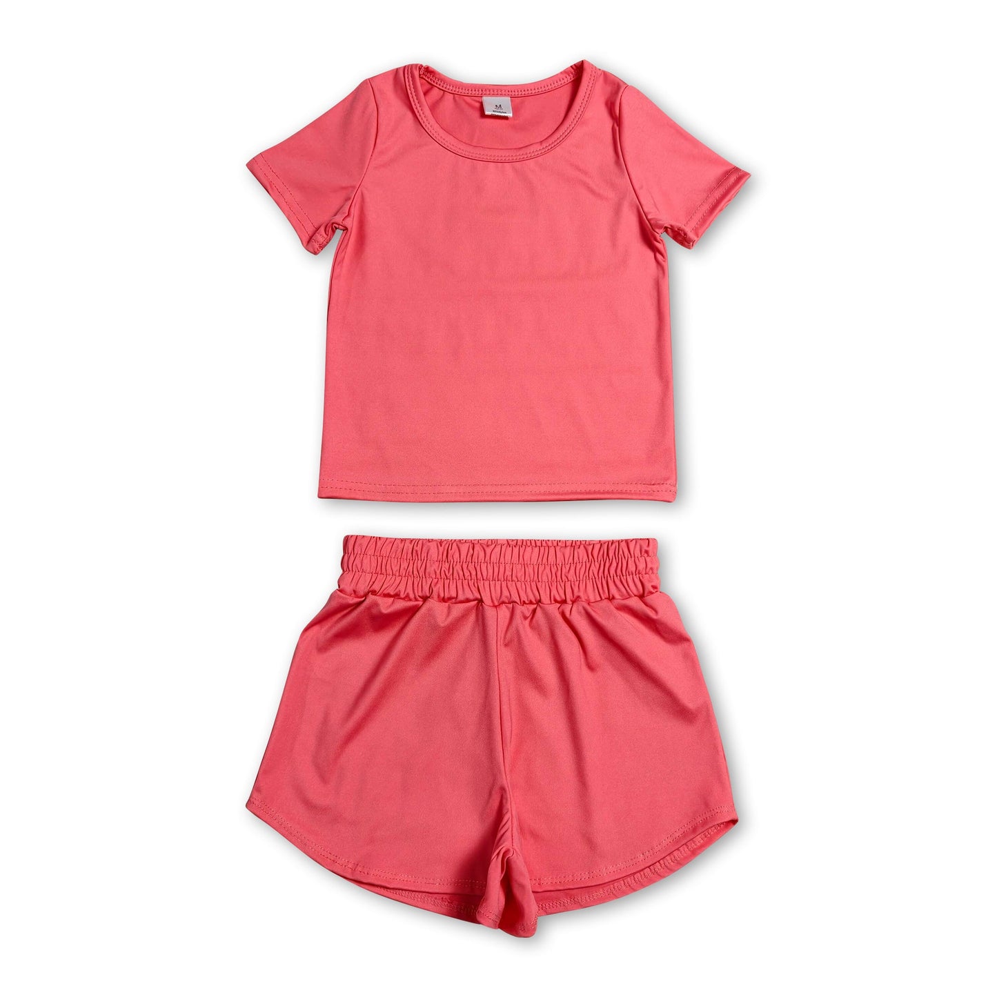 Short sleeves peach top shorts kids girls yoga active set