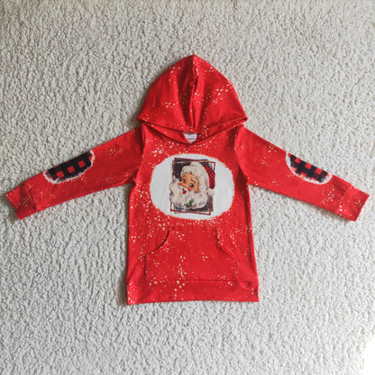 Santa bleached kids girls Christmas hoodie shirt