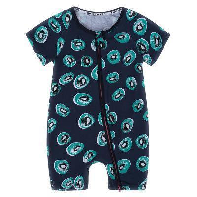 Printed Short-Sleeve Cotton Baby Jumpsuit