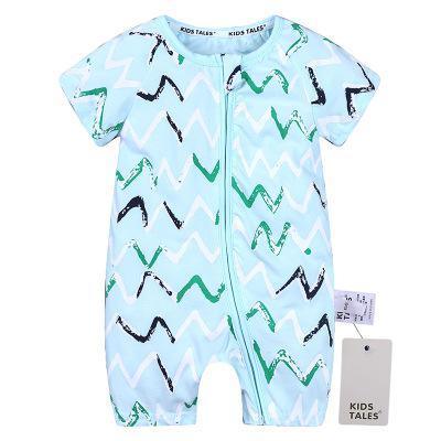 Printed Short-Sleeve Cotton Baby Jumpsuit