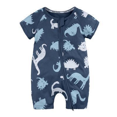 Printed Short-Sleeve Cotton Baby Jumpsuit