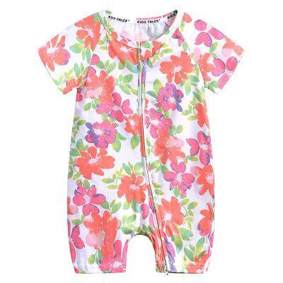 Printed Short-Sleeve Cotton Baby Jumpsuit