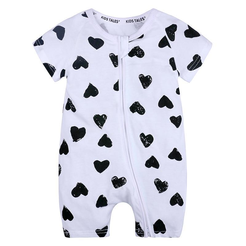 Printed Short-Sleeve Cotton Baby Jumpsuit