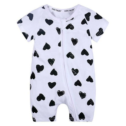 Printed Short-Sleeve Cotton Baby Jumpsuit
