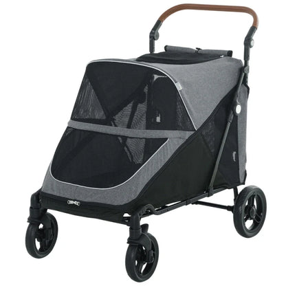 Dog Stroller for Large Dogs Up to 66 LBS with All-Terrain Spring Suspension, 8-Position Adjustable Handle