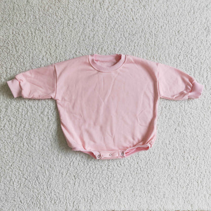 Pink cotton long sleeves baby girls sweatshirt romper