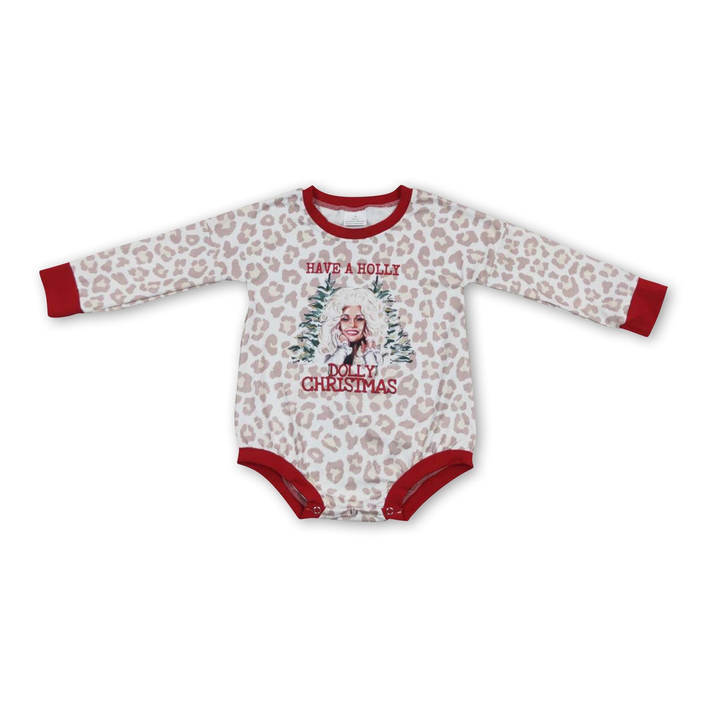 Leopard Merry Christmas singer baby girls romper