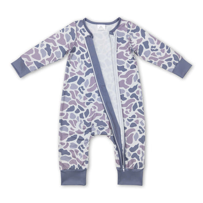 Long sleeves grey camo baby kids zipper romper