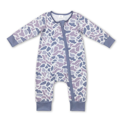 Long sleeves grey camo baby kids zipper romper