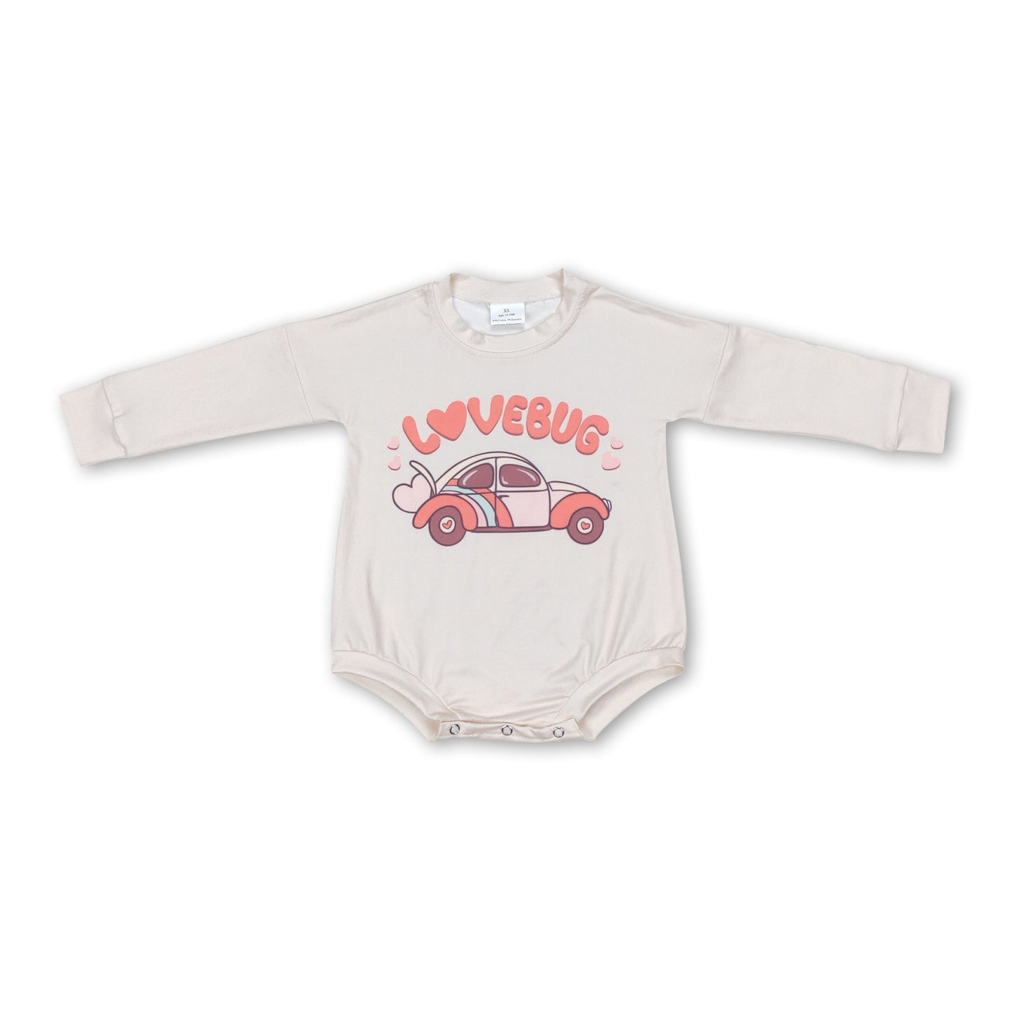 Lovebug heart heart car baby girls valentine's romper