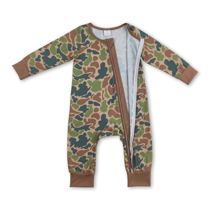 Long sleeves camo baby boys zipper romper
