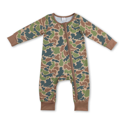 Long sleeves camo baby boys zipper romper