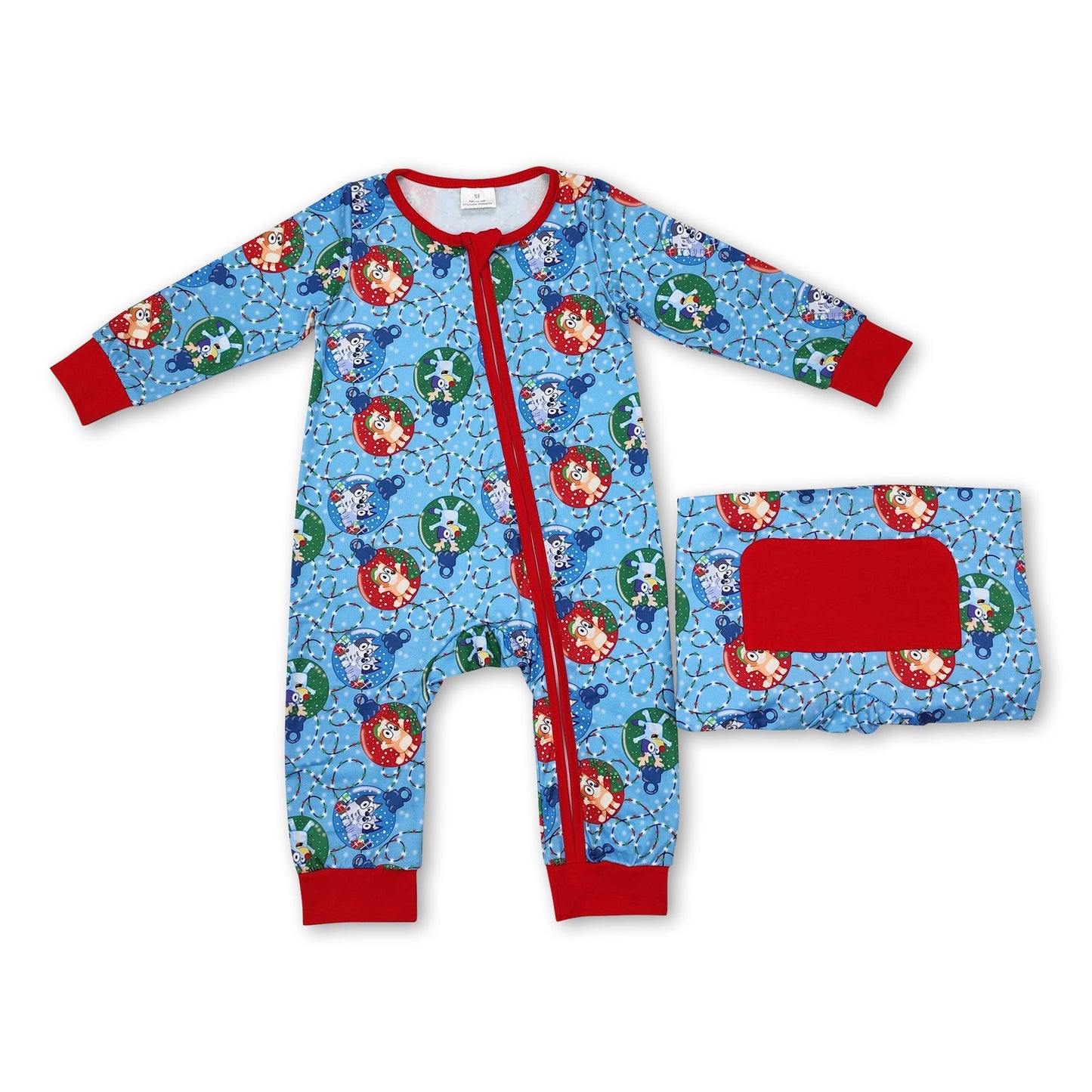 Long sleeves jingle bell dog baby boys Christmas zipper romper