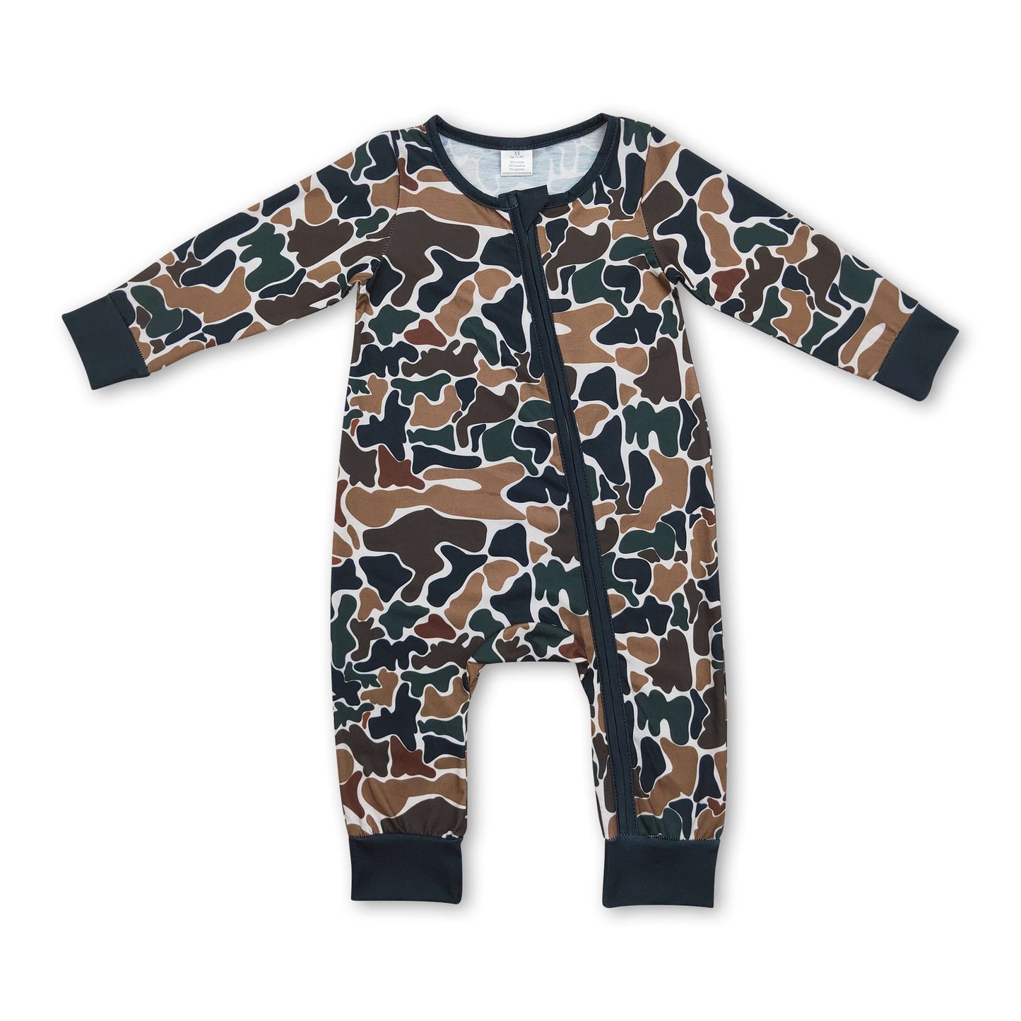 Long sleeves brown camo baby kids zipper romper