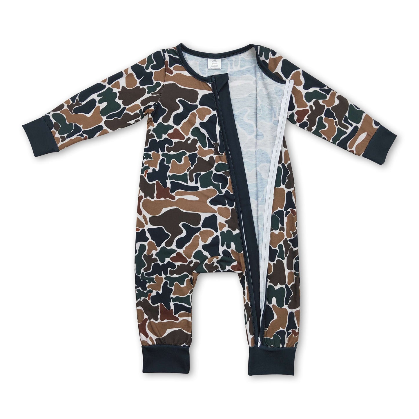 Long sleeves brown camo baby kids zipper romper