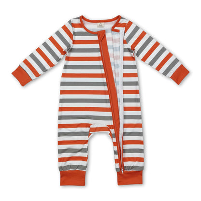 Long sleeves stripe baby kids fall zipper romper