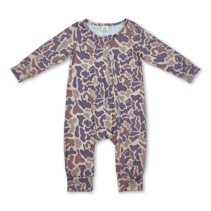 Khaki camo long sleeves baby kids zipper romper